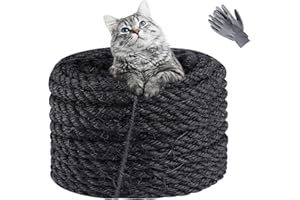 Homewit Lina sizalowa do drapaka, 8 mm (25 metrów), sizal do drapaka, lina sizalowa dla kotów, naturalna, nadaje się do dekoracji ogrodu, drapaka dla kota (czarna)