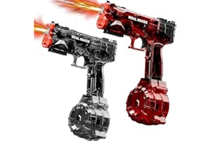 BRISUM Wasserpistole Elektrisch mit LED-Lichtern & Type-C-Aufladung-Transparente Automatische Spritzpistole Hochleistung-Bis zu 8 Meter Reichweite-Wasserspritzpistole für Kinder & Erwachsene (Schwarz+Rot)