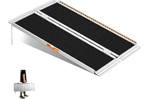 ‎GARDHOM Rollstuhlrampe 122CM, gardhom Max. 362KG Ladekapazität Anti-Rutsch Alu Klapprampe für Rollstuhlfahrer oder Rollator, Schwellenrampe für Heimtreppen Treppen Türen Mobilitätsroller