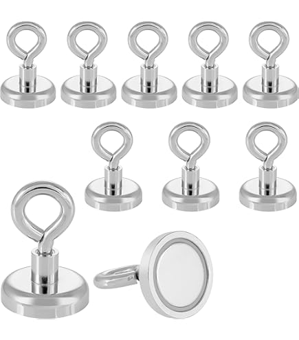 Sinzau Gancio Magnetico, Confezione Da 4 Magneti Al Neodimio, Magnete Da 32 Mm Con Gancio, Gancio Magnetico Con Occhiello, Magnete Con Occhiello Al Neodimio, Per Frigoriferi, Cucine, Garage - Foto 7