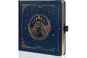 TIEFOSSI Tree of Life Journal, Square Dotted Journal for Women Men, Dot Aesthetic Notebook with 160 Numbered Pages, Hardcover Vegan Leather Journals with Bookmark, 160 GSM Thick Paper