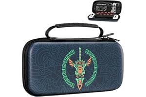 MoKo Carrying Case for Nintendo Switch OLED/Nintendo Switch, Hard Shell Travel Carry Case w/10 Games Slots, Zelda Switch Case for Zelda Tears of the Kingdom & Nintendo Switch Accessories, Zelda Blue
