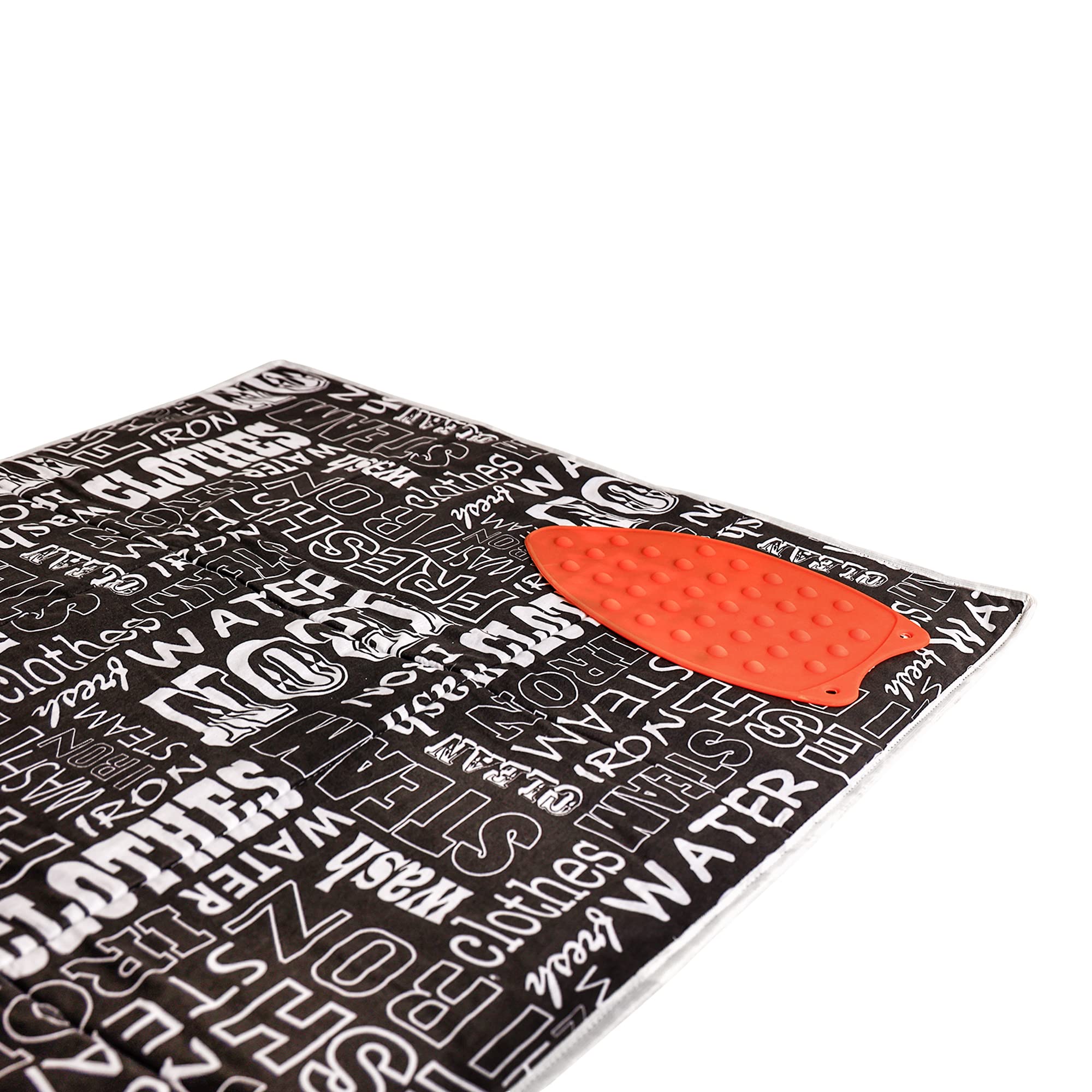 Peng Essentials Iron Mat 119 X 69, | 3mm Felt Padding | Heat Resistant | Silicone Iron Rest Protector | Steam Press On Table | Lightweight | Portable | Foldable | Washable | Printed (Black)