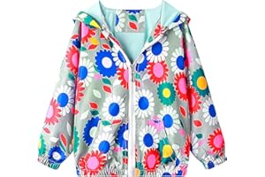 JinBei Kurtka dziecięca z kapturem, wiatroszczelna, zamek błyskawiczny, płaszcz z długim rękawem, kurtka z kreskówki, miękka, lekka, cienka, ochrona przed słońcem, przeciwmgielna, odzież wierzchnia,