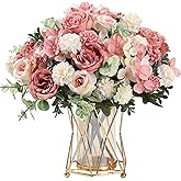 HNVNER 4 Pieces Artificial Silk Flowers Indoor, Fake Hydrangea Peony Bouquet for Bridal Bouquet, Home Decoration, Wedding or