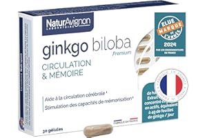 NATURAVIGNON LABORATOIRE Ginkgo Biloba | Complément alimentaire memoire et concentration & Circulation cérébrale | Vitamine B5 + ginko biloba | Concentration memoire adulte | 1 mois | Laboratoire NaturAvignon