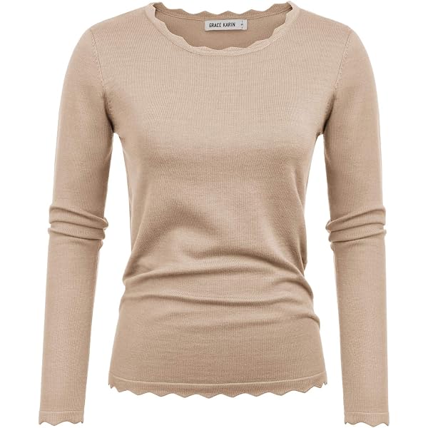 GRACE KARIN Pull Léger à Manches Longues Femme - Col Rond Tricot Automne Doux Et Confortable