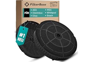 FilterBase® Aktivkohlefilter 2 Stück für AEG Electrolux 4055171138 4055217501 | Elica CFC0038668 Typ 57 CFC0140343 | Ikea NYTTIG FIL 440 | Whirlpool 48400008824 | Bosch 12020221 | Siemens 10005582