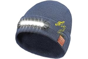 RANCOVY Bluetooth Beanie with Light, Musical Knitted Hat with Headphone and Built-in Speaker Mic, LED Beanie with Bluetooth for Men Women