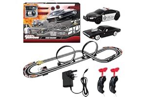 RELSY Fast & Furious Stunt Raceway Electric Racetrack Slot Car Set, 2x 1:43 Replica Cars, With 360 Loops & Lap Counter, Track 7.3M / 24FT Racetrack For Kids, UK 3-Pin Plug
