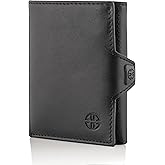 TRUSADOR Verona Unisex RFID Trifold Leather Wallet Front Pocket, Black, Small, Card Holder