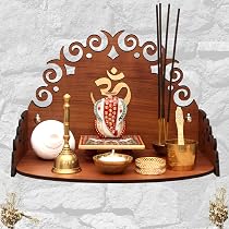 Heartily : Floral 2 Wall Mounted Wooden Home Pooja Temple Mandir ...