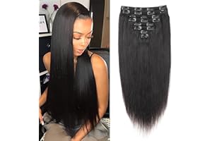 EINbeauty Straight Extension a Clip Cheveux Naturel Human Hair Clips Extension a Clip Cheveux Naturel 120g-8pc Invisibles à Clip Human Hair Clips ins Perruques Pour Clip Extension Remy Cheveux 10"