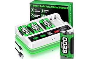 FANXIEAST Controller Battery Pack for Xbox One/Xbox Series X|S,4x6200 mWh Rechargeable Battery Packs with Charging Dock/Cool RGB/Touch Control/USB & Type-C Charging, X-box Accessories Controller Charger