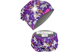 HECKBO 360° Reflektor Kinder Mütze & Loop Schal Set - 95% Baumwolle - weiches & pflegeleichtes Stretch-Material - Beanie Frühling Herbst Winter (48-54cm)