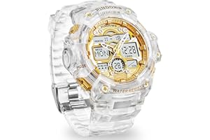 PINIDOUS Relojes Hombre Relojes Deporte Digital Hombre,Luz LED de 7 Colores,Gran Pantalla Digital Analógica Impermeable Relojes con 3 Alarmas,Cuenta Atrás,Reloj Parada,Hora Dual Relojes Militares Multifunción