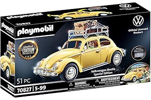 PLAYMOBIL 70827 Volkswagen Beetle, Maggiolino Familiare Giallo, Edizione Speciale per Fan e Collezionisti, 5-99 Anni
