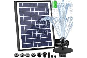 AISITIN 6.5W Solar Fountain Pump with Battery Backup Solar Water Pump Floating Fountain, 10 Fountain Styles for Bird Bath, Fi