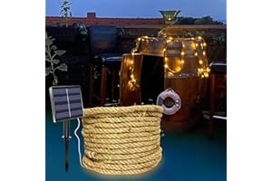MEDOYOH 15M Solar Rope Fairy Light of 300 LED, Solar Hemp Rope String Lights with 8 Lighting Modes Waterproof for Garden Patio Balcony Swing Trunk Decor