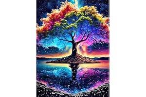 PUJEKNM DIY Paint by Numbers for Adults-Tree of Life Canvas Oil Painting Kit for Adults,Tree Craft Art Painting Kit Acrylic Pigment Drawing Paintwork for Gift Home Wall Decor 12x16inch (without Frame)