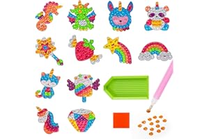 5D Diamond Painting Kit, Victse 12 Pcs Pintura Diamante Niños, DIY Pegatinas de Diamante, Pintura Diamantes Stickers Mosaicos Dibujo de Diamantes Pegatinas para Niños y Adultos Principiantes