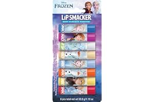 Lip Smacker Disney Frozen Party Pack, Ensemble de fête inspiré de Frozen comprenant 8 pièces colorées, y compris des baumes à lèvres parfumés sans danger pour les enfants, Finition Naturelle