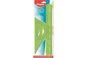 Maped - Kit Géométrie Geocustom - Règle 30 cm + Équerre Scolaire 60° + Équerre Scolaire 45° + Rapporteur 180° - Set de Traçage Fantaisie - Texturation Laser, Motifs Géométriques - Coloris Aléatoire