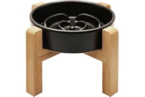 MOPANG Erhöhte Keramik-Slow-Feeder-Hundenäpfe für Kleine Rassen, Antischlingnapf für Katze und Kleine Hunde, Langsame Fütterung für Hunde Klein, Ø 16cm, 400ml, Dunkelgrau