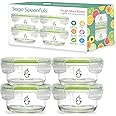 Sage Spoonfuls Glass Baby Food Containers with Lids - 4 Pack, 7 oz Baby Food Jars, Durable, Leakproof & Airtight, Freezer Storage, Reusable Glass Baby Food Containers, Microwave & Dishwasher Safe