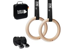 Wild Instincts Anillas de Gimnasia de Madera 28mm / 32mm para Gimnasia y Calistenia/Gym Rings/Aros de Gimnasia/Exercise Rings/Anillas de Calistenia/Anillas Madera Fitness/Fitness Rings