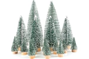 KIESWAN 16 Stück Mini Tannenbaum Deko Klein Weihnachtsbaum, Künstlich Miniatur Weihnachtsbaum Grün Gefrostete Mini Christbaum Tree 4.5/10/15cm für Weihnachtsdeko, Tischdeko, DIY, Schaufenster, weihnachtsdorf