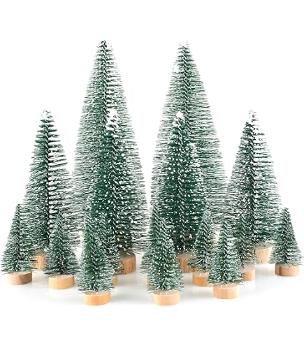 30 Stück Mini-Weihnachtsbäume Aus Sisal – 5 Größen (5,8–13,2 Cm), Mit Kunstschnee, Perfekt Für Tischdekoration & Basteln