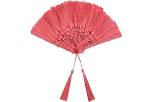 VAPKER 100 Pieces Light Coral Color 13cm/5-Inch Silky Handmade Soft Tassels Floss Bookmark Tassels with 2-Inch Cord Loop for Jewelry Making, DIY Projects, Bookmarks