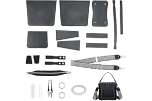 WADORN 23 Pcs Bricolage Cuir Artisanat Sac Fabrication Kit D'outils, Tricot Crochet Sac Matériel De Couture à La Main Sac à Main Sacs à Bandoulière Tous Les Accessoires, 20x12x19 cm (Noir)