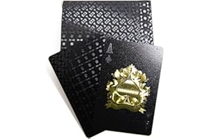 YIMINGOUFEI plastic waterproof playing cards, 54 Pieces Poker game deck, suitable for family parent-child games and birthday parties, outdoor camping (Gold & Silver Foil, Black)