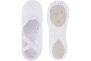 tanzmuster - Demi-Pointes en Toile Charlie - bi-Semelle en Cuir - Danse Classique - Blanc, Rose-Abricot, Noir et Coloris Sable, 22-45