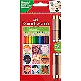 Faber-Castell 511514 - Set di matite colorate triangolari, 15 pezzi, incl. Bicolore pelle, per bambini e adulti