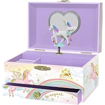Jewelkeeper - Carillon portagioielli con Unicorno e set di gioielli per bambine - 3 regali a tema unicorno per ragazze