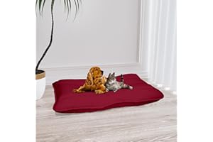 Italian Bed Linen Maxy cuscinone ELEGANT, cuscino per cani e gatti imbottito e trapuntato, 60 x 100 cm, Bordeaux