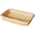 Sunnex Heavy Duty Rectangular Polypropylene Rattan Basket C04027, 30 X 20 X 5 Cm, Beige