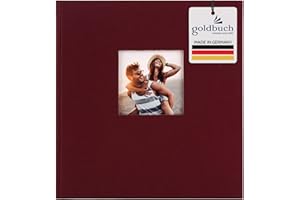 goldbuch 27972 album fotograficzny z okienkiem, Bella Vista, album pamiątkowy 30 x 31 cm, album fotograficzny 60 czarnych stron z przekładkami pergaminowymi, fotoksiążka z lnu, bordowa