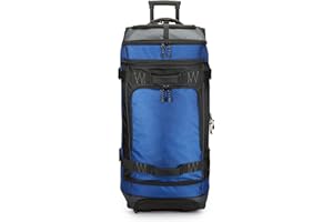 Amazon Basics Bolsa de Viaje con Ruedas,Grande (89 cm, 137 litros), Ligera y Duradera en Tela Ripstop, de Gran Capacidad con Asa Telescópica, Ideal para Viajes, Trabajo y Ocio,Azul