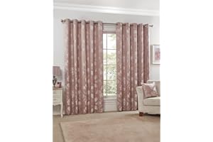 Emma Barclay – Fully Lined Curtains for Bedroom Living Room Jacquard Eyelet Two panel Floral Curtains Blossom Collection (46” x 72” Inch)(Colour)