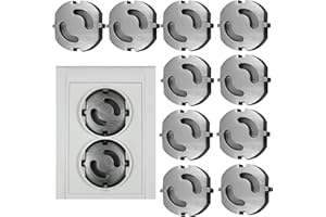 MELOPLAM 10 x Steckdosen Kindersicherung zum Stecken- Steckdosenschutz Steckdosenabdeckung-Steckbare Kappe ohne Kleben weiß, schwarz, transparent, schwarzbraun-Baby Socket Protection Covers (silbergrau x 10)