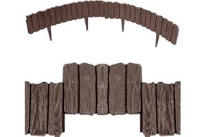 SOLADIRECT Brown Lawn Edging Border - 2.26 m / 7.4 ft Long Garden Palisade with Wood Bark Effect - Fencing with Ground Stakes - Perfect for Flower Beds, Lawn, Patio, Pavement