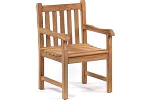BrackenStyle Benson Teak Wooden Garden Outdoor Patio Arm Chair - Stylish & Durable Teak Wood Construction