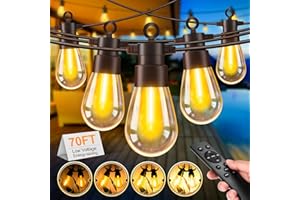 FGRYB Festoon Lights Outdoor with Remote - 70Ft 21.3M Garden String Lights Mains Powered with IP65 Waterproof LED S14 Bulbs Outside Gazebo Lights for Patio Party Pergola