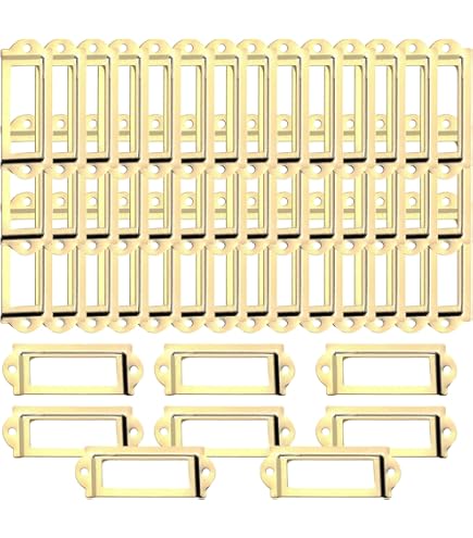 Porta Etichette In Metallo Anticato Bronzo - 50 Pezzi 60x24 Mm | Per Scaffali, Librerie E Ufficio - Foto 10