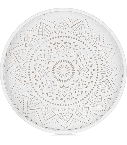 Vassoio Rotondo In Legno Motivo Marmo - Per Tavolino O Comodino | Con Manici - Foto 9