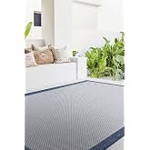 Koza Halı Fresco Ekru Lacivert Iskandinav Yıkanabilir Bord&uuml;rl&uuml; Halı Kilim Balkon Teras Koridor Halısı 23745a, 50 x 80